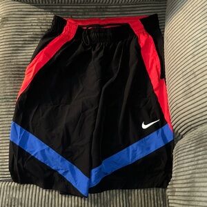 Nike Black Shorts with Red and Blue Stripes